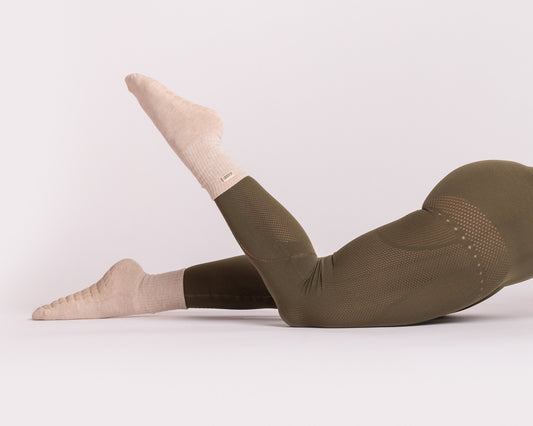 Tan grip socks for yoga pilates barre